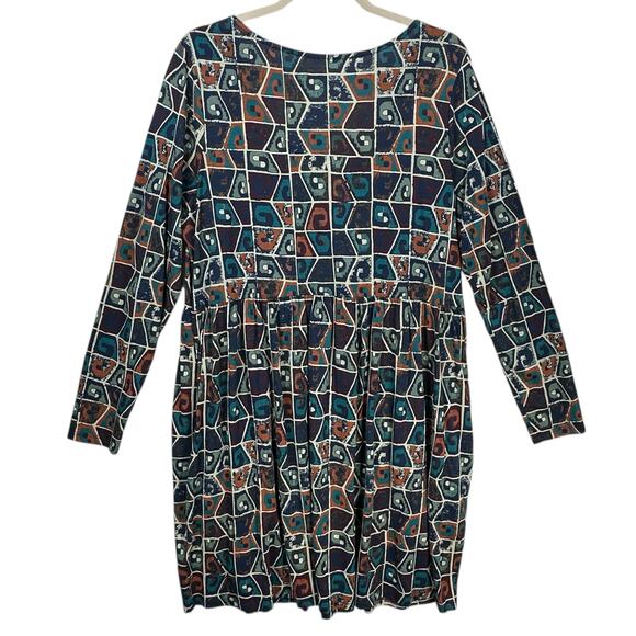 Peruvian Connection Huari Dress Size XL Pima Cotton Knee Length Pockets Print - Picture 7 of 7